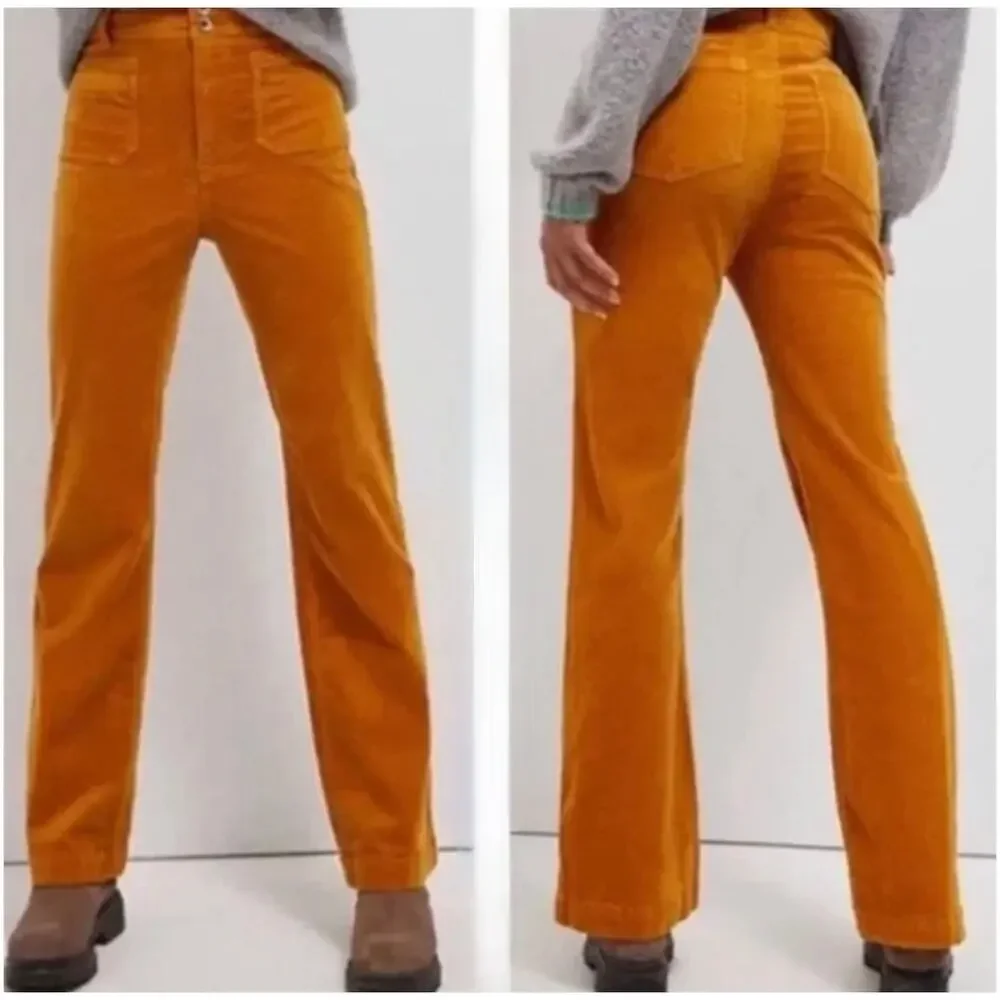 Anthropologie Pilcro High Rise Bootcut Corduroy Pants Cedar Mustard Yellow 25 - Picture 2 of 14